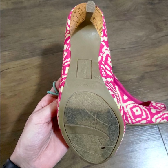 Christian Siriano pink/ivory Peep Toe Heels with Cork Accents size 8.5 - Picture 6 of 8